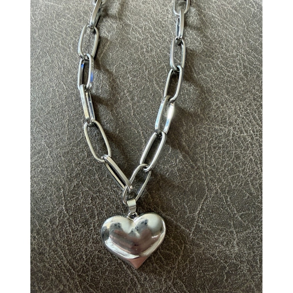 Women's Fashion Jewelry Silver Tone Chain Heart Choker Necklace